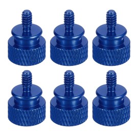 sourcing map 6Pcs #6-32 UNC Aluminum Thumb Screws, 12x16mm(ODxH) Computer Case Thumb Screws for PC Side Panel Motherboard Mounting Screw, Glue