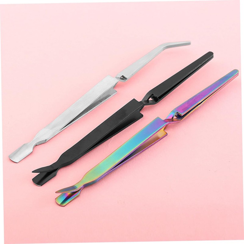 WOONEKY 1pc Silver Nail Tweezers Tool Multifunction Nail Art Sculpture