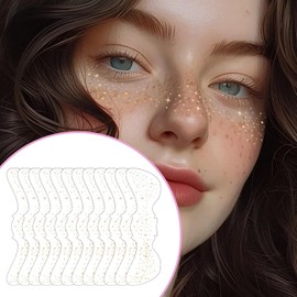 24 Tatuajes Faciales Pecas Brillantes, Parches Impermeables Pecas Brillantes, Motas Maquillaje Purpurina Dorada, Parches Maquillaje Que Brillan, Pegatinas Maquillaje Manchas Falsas Temporales