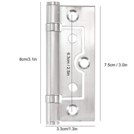 Honiwu Flush Door Hinges, 6pcs 3 Inch Stainless Steel Flush Hinges, 1.5mm Thick Ball Bearing Mute Hinge, No Mortise Door Hinges