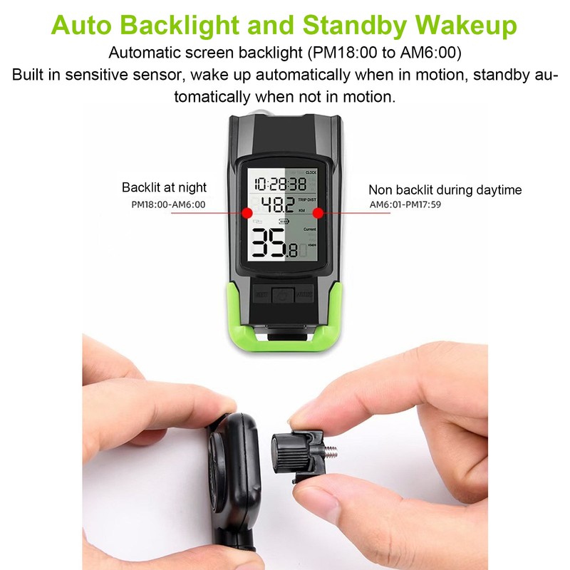 Wireless Bike Computer LCD Backlit Display Waterproof Bike Speedometer Odometer