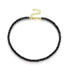 ZXUSHE Chains for Women, Pendant for Girls, Black Crystal Stone, Ultra Fine Clavicle Chain, Women's Crystal Choker Necklace, Suitable for Women and Girls, Crystal