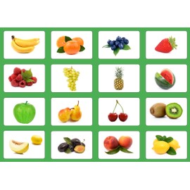 LYSCO Picture Cards Fruit Vocabulary Flashcards Laminated on Both Sides Pack of 16