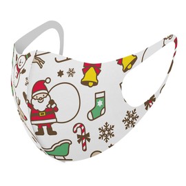 igsticker 013795 Design Mask, Set of 2, Polyester, Washable, Cloth Mask, Unisex, Christmas, Santa, Reindeer