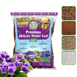 DUSPRO Recycle Premium 4-in-1 African Violet Potting Soil African Violet Soil Blend with Perlite, Coco Peat, Pumice, Pine Bark for Optimal Moisture Retention & Drainage 1QT