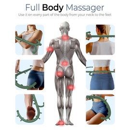 Back and Neck Massager for Pain Relief Deep Tissue, Upgraded Full Body Trigger Point Cane Massage Tools, Therapy Massage Stick Pressure Point Hook, Muscle Knot Remover Tool (Green)