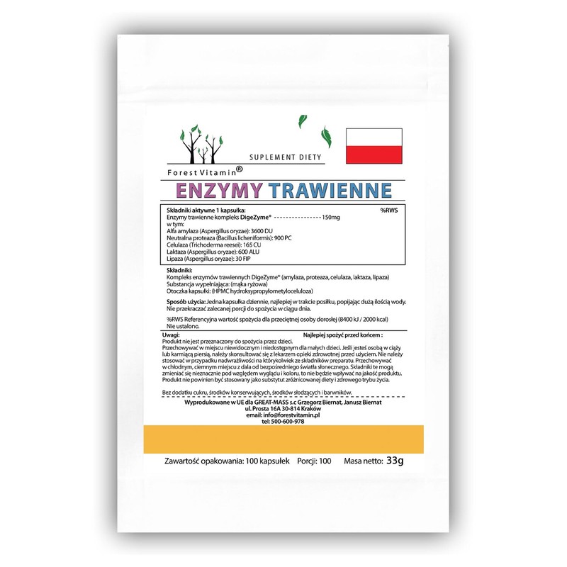 Forest Vitamin - Digestive Enzymes 150mg - 100 Kapseln -