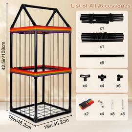 Basumee Stuffed Animals Storage Zoo Kids Plushies Storage Stuffed Animals Holder with Two Rainbow Straps PVC Tube Stuffy Toy Storage Organizer for Girls Boys Nursery Playroom Room Bedrooms, Black