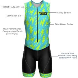 Wixen Men’s Triathlon Suit –Breathable & Padded Tri Suit for Swim, Bike & Run | Race Day Gear for Triathletes - Energy - S