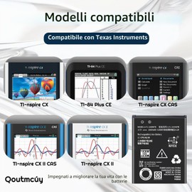 TI-84 Plus CE, batteria agli ioni di litio, 1600 mAh, per Texas Instruments TI-84 Plus CE, TI Nspire CX/CX II