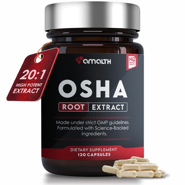 AMALTH OSHA Root 20:1 Extract, 1000mg 120 Vegan Capsules, Concentrated