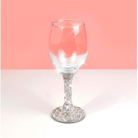 TISHAA Bling Rhinestone Dazzling Classic Romantic Luxurious All Purpose Glass Wine Glass (White)