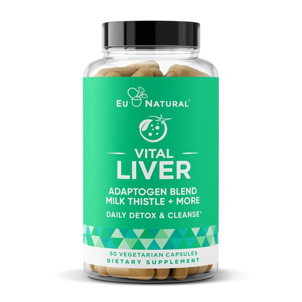 Vital Liver Cleanse Detox & Repair – 9-in-1 Liver Support Supplement – Milk Thistle, Artichoke Extract, Turmeric, Adaptogens – Optimal Liver Function and Digestive Health – 60 Vegetarian Soft Capsules