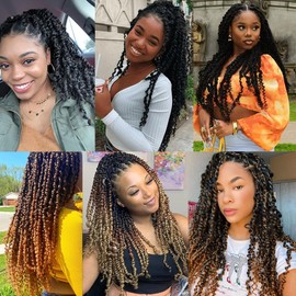 Leeven 20 Inch Passion Twist Crochet Hair Ombre Copper Red Pre Twisted Water Wave Crochet Hair 8 Packs Pre-looped Crochet Braiding Hair Extensions T30#