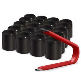 ColorLugs - Cubierta de tuerca de vinilo | Negro | Tapa de tuerca de rueda de ajuste flexible | Se adapta a 21-23 mm | Paquete de 20 | Incluye extractor de lujo | Fabricado en los Estados Unidos