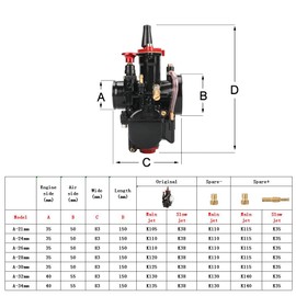 PWK Carburetor 24mm Racing Carb 50cc to 110cc 2T 4T Engine Carburetor Kits for Dirt Bike Motocross Motorcycle Scooter ATV Quad with Air Filter Intake Manifold Carb Jets