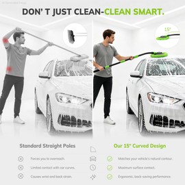 Car Wash Brush Kit, Long Handle, Microfiber Wash Mop, 15° Angled