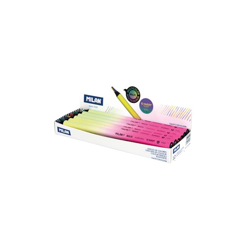 MILAN MAXI Sunset Series 12 Multi-Coloured Round Pencils Display Box