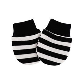 KERDEJAR 1 Pair Baby Anti Scratching Soft Cotton Gloves Newborn Protection Face Scratch Mittens Infant Handguard Supplies Black And White Stripes