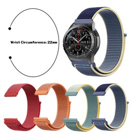 JSTHHTT 4 Pcs 22mm/20mm Quick Release Elastic Nylon Watch Straps (22mm Sun Color, Ice Blue, Bright Red, Orange)