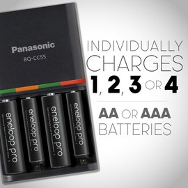 Panasonic K-KJ55KHC4BA Advanced 4 Hour Quick Battery Charger with 4AA eneloop pro High Capacity Rechargeable Batteries