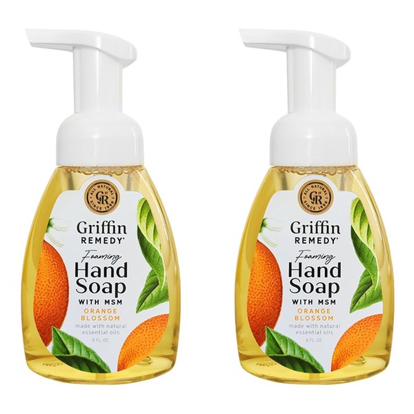 Griffin Remedy Foaming Hand Soap - Orange Blossom Essential Oils and Organic MSM, Moisturizing, All-Natural, Paraben-Free 8 fl oz, 2 count