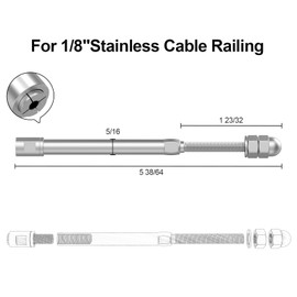 BLIKA Upgraded 10 Pack 1/8" Swageless Threaded Stud Tension End Fitting Terminal for 4x4 2x2 Wood/Metal Posts, Swageless Cable Fittings, T316 Stainless Steel, Swageless Cable Railing Tensioner
