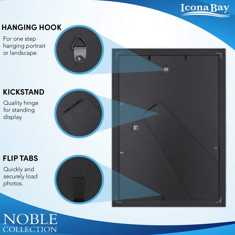 Icona Bay 5x7 (13x18 cm) Black Picture Frame, Modern Professional