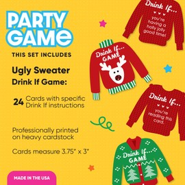 Big Dot of Happiness Christmas Drink If Game, Ugly Sweater Party Game, Christmas Card Game for Adults, Ugly Sweater Holiday Party Game - 24 Count