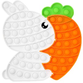 PETBSNVB Bunny Carrot Pop Bubble Fidget Sensory Toys,Puzzle Popper Toy Pack,Great Gifts for Kids Boys and Girls 3 4 5 6 7 8 9 Year Old Birthday Party,Christmas,Stocking Easter Basket Stuffers (White)