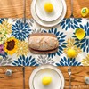 Artoid Mode Blue Dahlia Floral Pinnata Summer Table Runner, Spring