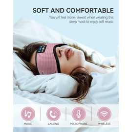 MUSICOZY Bluetooth 5.4 Sleep Headphones Eye Mask, Breathable Sleeping Headband Headphones with Wireless Earbuds Earphones for Side Sleepers Mom Women Cool Tech Unique Gifts Gadget