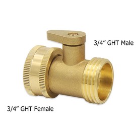 Hooshing Solid Brass Garden Hose Shut Off Valve 3/4" GHT Male to Female Water Hose Connector with Washers, 2 Pack