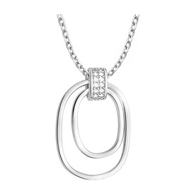 Sofia Milani - Women's Necklace 925 Silver with Zirconia Stones - Oval Pendant, Sterling Silver, Cubic Zirconia
