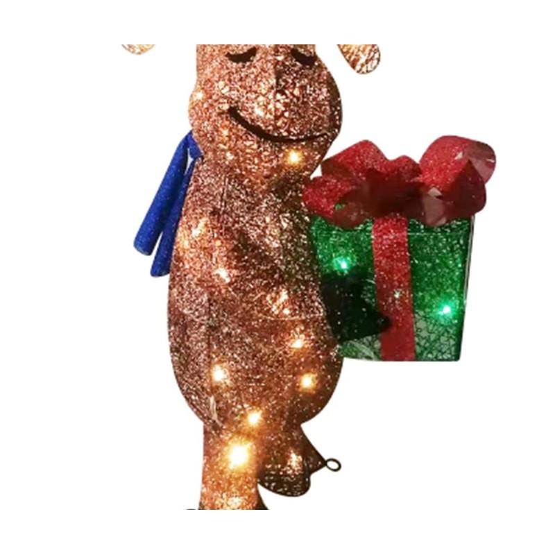 Christmas Holiday Moose with Antlers Holding Gift Box - 60