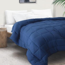Magik & Kover Comforter Duvet Insert - Quilted Comforter Queen/Full Size, Navy Blue Down Alternative Bed Comforter, All Season Duvet with Corner Tab, Soft & Lightweight - Box Stitching Design