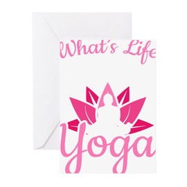 CafePress Meditation Whats Life Without Yoga Greeting Cards Greeting Card (20-pack), Note Card with Blank Inside, Birthday Card Matte