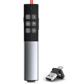 Wireless Presentation Clicker with Air Mouse Control, Gyro Volume Control & Ink Annotation – 2-in-1 USB-C Rechargeable Presentation Remote for PowerPoint, Keynote, Mac/PC/Laptop