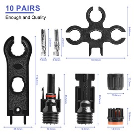 Solsop Solar Plug - Male/Female Solar Plug, IP67 Waterproof PV Plug, Solar Plug Set (Parts, Set, 10)