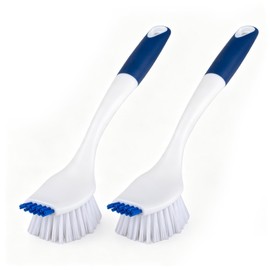 ITTAR Cepillo para platos de cocina con mango largo antideslizante, raspador y cepillo de cocina 2 en 1, cepillo resistente antiarañazos para fregader