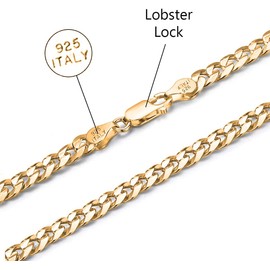Savlano 14K Gold Plated Over Solid 925 Sterling Silver Italian Curb Cuban Link Chain Bracelet For Women & Men - Made in Italy Comes With a Gift Box (8, 6.5mm)