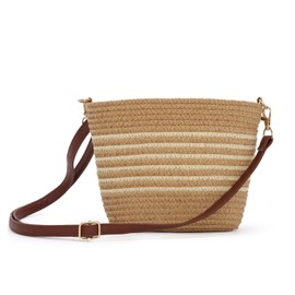 EVEOUT Straw Crossbody Bag Women Girl Summer Boho Beach Purse Small Raffia Woven Basket Shoulder Bag for Holiday Travel