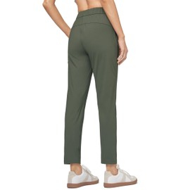 Willit Women's Golf Travel Pants Lounge Sweatpants 7/8 Athletic Pants Quick Dry On The Fly Pants Olive Green M