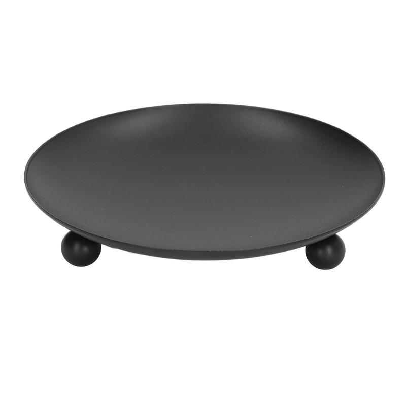 4pcs Iron Plate Candle Holder Retro Modern Round Black Matte