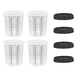 4 Pack Set of Standard Size 22 Ounce (600ml) Hard Cups and Retainer Rings - 4 Hard Cups and 4 Rings for Use with The Disposable Paint Spray Gun Cups Liners and Lid System,OC600