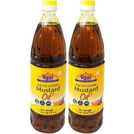 Rani Mustard Oil (Kachi Ghani) 33.8 Ounce (1 Liter) Pack of 2, NON-GMO | Gluten Free | Vegan | 100% Natural | Kosher