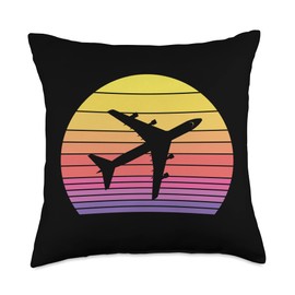 A vintage sunset 747 jet airplane Throw Pillow