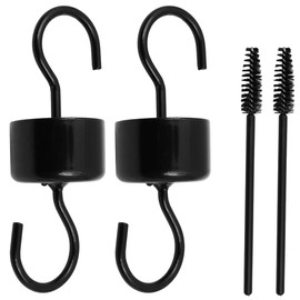 ZONADAH Ant Digging for Bird Table and Brush Set, Metal Anti Ant S Hook Style Ant Protection Hummingbird Feeder Hook on Tree or Hanger Outdoor (Black)