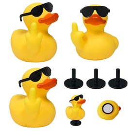 AOT 3pcs Middle Finger Duck,Unique Rubber Ducks, Jeep Rubber Ducks with Sunglasses for Bathroom Car Dashboard Decoration Home Ornament Creative Gift…