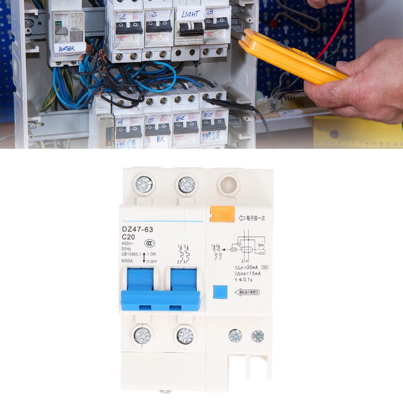 DC Miniature Circuit Breaker, 2 Pole 20 Amp 400V DZ47LE-63